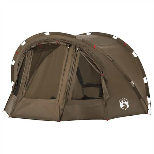 vidaXL Angelzelt 4 Personen, Karpfenzelt mit Steckverbindungssystem, Campingzelt mit E-Anschluss, Anglerzelt Zelt, Olivgrün 190T Polyester