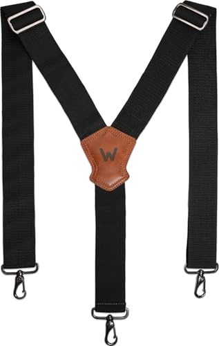 WELKINLAND 5,1 cm lange Herren-Hosenträger mit Y-Rücken, breite Hosenträgerhaken, strapazierfähige Hosenträger für Herren, Jeans, Schwarz