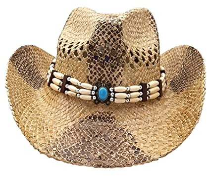 Cowboyhut aus Stroh, Panama, mit Westernband, Unisex, Einheitsgröße, für Herren, Damen, für den Sommer, Coachella, Strand, brasilianischer Country-Stil, Bohème, Indiana, Naturbast, One size