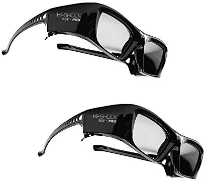 2X Hi-Shock DLP Pro 7G Black Diamond | DLP Link 3D Brille für alle DLP 3D Beamer | Kompatibel mit Optoma, Ace, Benq, Vivitec, Viewsonic, LG [Neuste Gen. | Shutterbrille | 96-144 Hz | 39g | Akku]