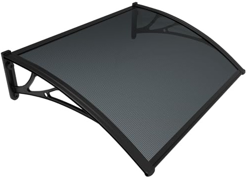 VOUNOT® Vordach für Haustür 100 x 80 cm, Überdachung Haustür aus Aluminium und Polycarbonat, Pultbogenvordach, Pultvordach, Anthrazit