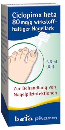 Ciclopirox beta 80 mg/g wirkstoffhaltiger Nagellack - Nagelpilz Behandlung schnell intensiv [mit Ciclopirox] - Zur Anwendung bei Nagelpilz - Durchdringt die Nagelplatte - Für Erwachsene - 6,6 ml