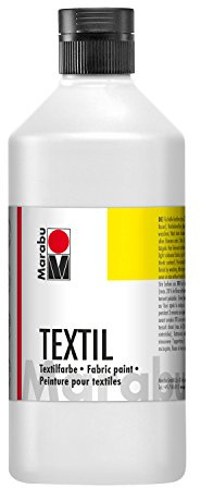 Marabu 17160075070 - Textil Stoffmalfarbe für helle Stoffe, Weiß 500 ml, Druckfarbe auf Wasserbasis, waschbeständig bis 60°C, Fixierung durch Bügeln o. Backofen
