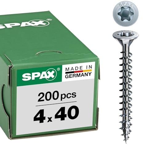 SPAX Universalschraube, 4,0 x 40 mm, 200 Stück, T-STAR plus, Senkkopf, Vollgewinde, 4CUT, WIROX A3J, 1191010400403