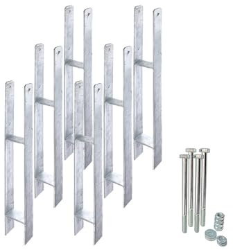 siwitec 6er-Set H-Pfostenträger mit Befestigungsmaterial | Materialstärke 5 mm | Länge 600 mm | Breite 71 mm | feuerverzinkt | zum Einbetonieren | CE-Kennzeichnung