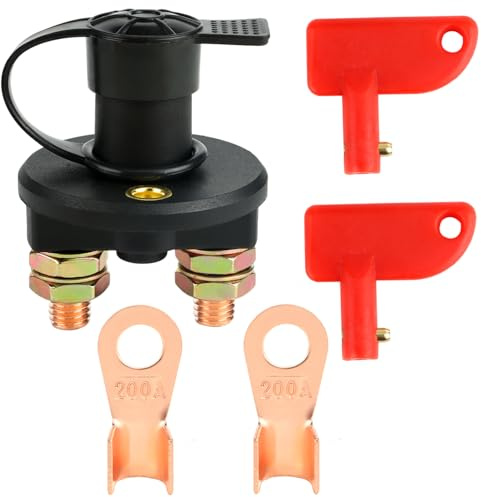 Hauptschalter 12V / 24V, Auto Batterie Trennschalter Hauptstromschalter Batterieschalter mit Schlüssel für Pkw Wohnmobile Lkw Schiffe Yachten