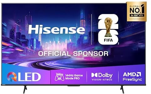 Hisense 55E7Q PRO Fernseher 139cm (55 Zoll) 4K UHD QLED, Smart TV,144Hz Game Mode PRO,Filmaker Mode, AMD FreeSync Premium,AI HDR Upscaler,Dolby Vision IQ,Dolby Atmos,Sprachsteuerung[2025]