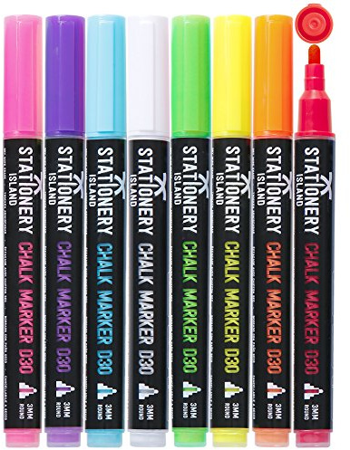 STATIONERY ISLAND Kreidestifte für Tafel Abwaschbar, Kreidestift für Fenster, 8 Farben Kreidemarker für Glas & Tafeln, Bunt Fensterstifte, Zeichnung, Künstler, Ostergeschenke