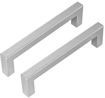 Goldenwarm 10x Möbelgriff Stangengriff Edelstahl Gebürstet Schrankgriffe Schubladengriffe Küchenschrank Rohrbreite 12mmx12mm Bohrlochabstand 128mm Gesamtlänge 140mm …