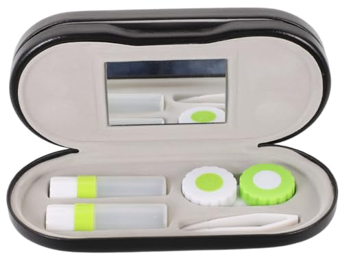 rosenice Doppelschicht Brillenbox Mit Kontaktlinsenbehälter Und Spiegel Tragbarer Pu Leder Brillenorganisator Für Reise Und Alltag