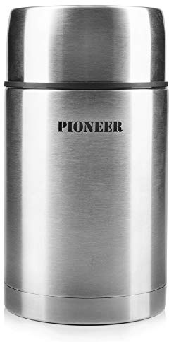Pioneer 1 Liter vakuumisolierte Suppenkanne, auslaufsicher, doppelwandige Edelstahlkonstruktion, 8 Stunden heiß, 24 Stunden kalt, perfekt für Suppen und Eintöpfe