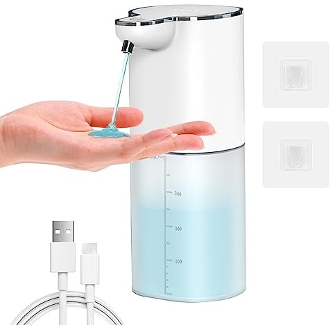 Automatischer Seifenspender Wandbefestigung,Gcstnn 400ml Flüssigseifenspender USB-C Aufladung Elektrischer Sensor, mit 4 einstellbare Stufen, IPX5 Wasserdicht Für Küche,Bad,Schule,Hotel