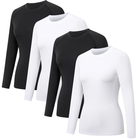 HYCOPROT Langarmshirt T-Shirts Damen Kompressionsshirt Fitness Oberteile Basislayer Funktionsshirt Laufshirts Sport Long Sleeve Shirt Casual Modische Grundschichten Gym Yoga Laufen Wandern