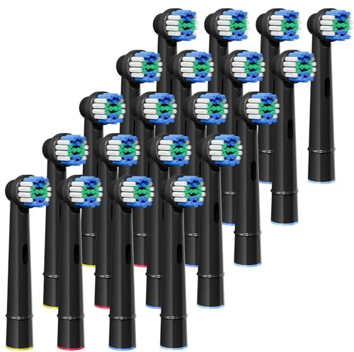 GENKENT Aufsteckbürsten Kompatibel mit Oral B Aufsteckbürsten,Professionelle Elektrische Bürstenköpfe für Oral B Ersatzköpfe Refill Pro 500/1000/1500/3000/3757/5000/7000/7500/8000(20 Stück)(Schwarz)