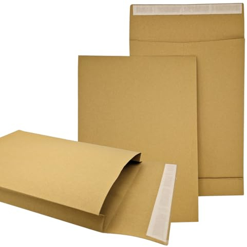OVEPA Faltentaschen B4 250x353 mm mit 40 mm Falte – braune Versandtaschen mit Haftklebeverschluss – ideal für Maxibriefe, Warensendungen & DHL-Kleinpakete (25, B4: 353x250x40mm)