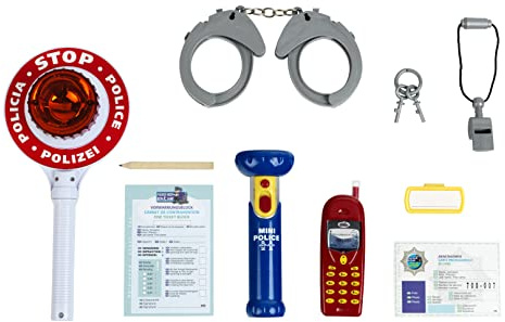 Theo Klein 8850 Polizei-Set | Besteht aus 10 Teilen | Inklusive batteriebetriebener Taschenlampe und Polizeikelle mit Licht | Verpackungsmaße: 40 cm x 32 cm x 4,5 | Spielzeug für Kinder ab 3 Jahren