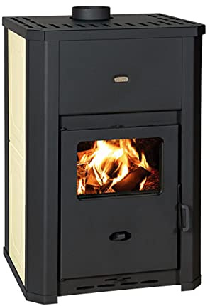 EEK A: Wasserführender Kaminofen PRITY WD W24 D, Creme - 24,3 kW Schwarz