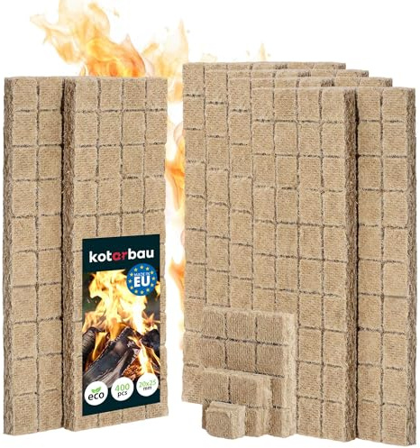 KOTARBAU® Set mit 400 Stück - Grillanzünder - Kohleanzünder Anzündkamin - Kaminanzünder - Anzünder für Öfen – Anzünder für Grills und Kamine – Würfel