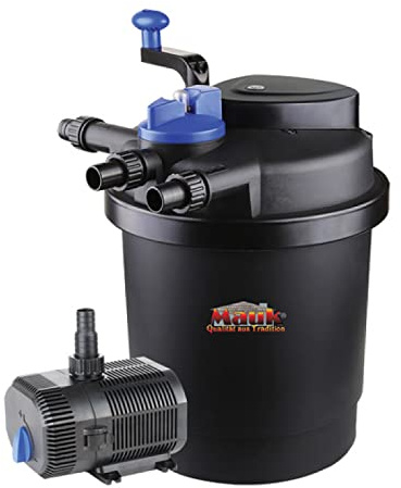 Mauk Teichdruckfilter Komplettset | 11 W UVC Klärer mit Spin Clean | inkl. Pumpe & Bachlauf Funktion | 6000 Liter