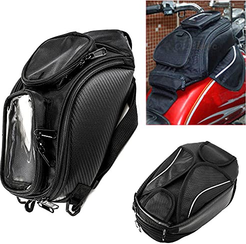 Krtopo Motorrad Tankrucksack Oxford magnetische Satteltasche | mit großen Fenster 48,5 * 37 cm Universal Rear Seat Satteltasche Travel Tool Schwanz Gepäck