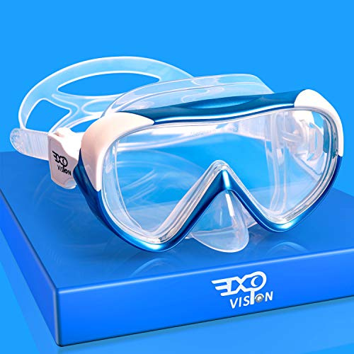 Kinder Taucherbrille 180° Panorama Kind Schnorchelmaske, Anti Nebel Tauchmaske gehärtetes Glas Schwimmmaske Junge Silikon Tauchermaske Mädchen Schwimmbrille mit Nasenabdeckung 4-16