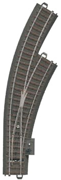 Märklin 24672 C-Gleis Bogenweiche rechts – Innenbogen R1 360 mm/30° – Außenbogen 30° Parallelkreis 77,5 mm – mit Handschalthebel – Spur H0 – ab 15 Jahren