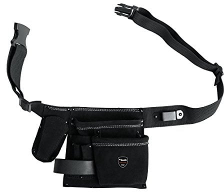 kwb Werkzeug-Tasche Leder mit Gürtel – Vielseitige Werkzeugtasche für Handwerker, Profis und Heimwerker – Robustes Rindsspaltleder, 5 Fächer, Hammerhalter, Messertasche und Halter für Bandmaß