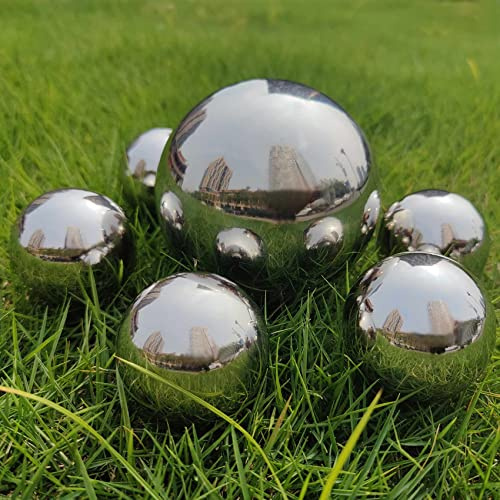 gexuamz 7 Stück Edelstahl Gartenkugel Spiegelpoliert Hohlkugel Sortiert Silber Teichkugeln - Reflektierende Gazing Ball für Hausgarten Miniteich Dekorationen 50/100MM
