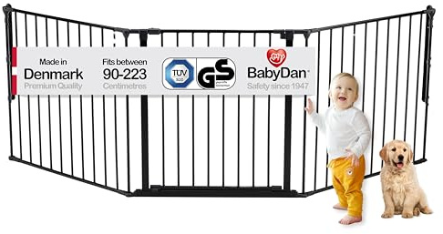 BabyDan Flex L, 90-223 cm, Treppenschutzgitter/Raumteiler, Schwarz, Made in Denmark - Babygitter/Schutzgitter (Haustierschutzgitter/Hundeabsperrgitter/Hundelaufstall)