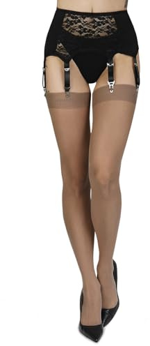 Annes styling Schlichte dünne Damen Strapsstrümpfe für Strapsstrumpfhosen für Strumpfhalter 20 DEN Schlichte, Avana XL/XXL