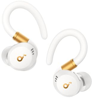 soundcore von Anker Sport X20, kabellose Workout Kopfhörer, drehbare und ausziehbare Ohrhaken, Geräuschunterdrückung, tiefer Bass, IP68 wasserdicht, schweißfest, staubdicht, 48h Play, Sport Kopfhörer