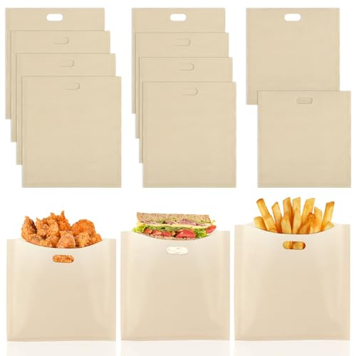 PEASUG Toasterbeutel, 3 Größen, wiederverwendbar, hitzebeständig, antihaftbeschichtet, waschbar, kompatibel mit Toaster, Mikrowelle, ideal für Grill, Käse, Sandwich, Toast, Panini-Snacks, 10 Stück