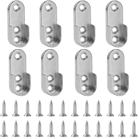 8 Stück Kleiderstange Halterung, Kleiderstangenhalter Metall, Schrankrohrlager Oval Kleiderstange Schrank Halterung, Garderobenrohrhalterung, Schrankhalterung für Stangen, mit Schrauben