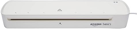 Amazon Basics Thermo-Laminiergerät, DIN A3-Format, inklusive 20 x Laminierhüllen, Weiß