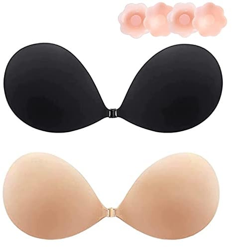 Klebe BH Push up Ohne Träger Sticky Bra für Rückenfreies Kleid Damen | Unsichtbarer Halt – Selbstklebender Trägerloser BH für Große und Kleine Brüste, ideal für Brautkleid