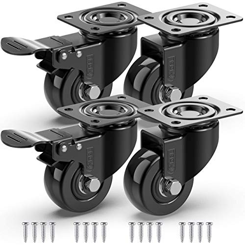 GBL 4x Möbelrollen Schwerlast mit 2 Bremsen - Rollen für Möbel - Schwerlastrollen mit Bremse - 50mm x 200kg Schwerlastrollen - Lenkrollen Transportrollen Laufrollen