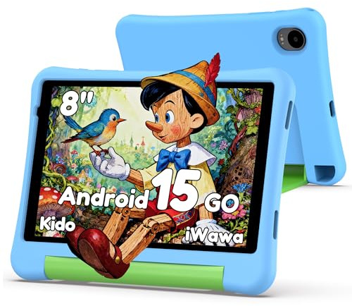 ALLDOCUBE KIDO 8 Zoll Kinder Tablet, Android 15 Go, 32GB ROM, 5000mAh, Blau | 3GB RAM, zwei Lautsprecher, WLAN 5, Bluetooth 5, 5000mAh Akku, 3,5mm Kopfhöreranschluss, iwawa Kindermodus