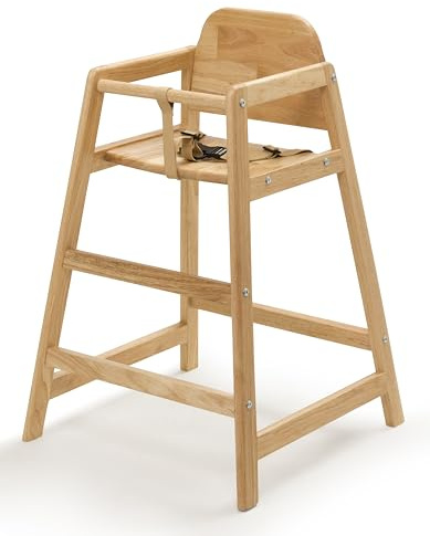 Safetots Einfach stapelbarer Holzhochstuhl, Naturfarben, Hochstuhl für Baby und Kleinkind, Stilvoll und praktisch, Babyhochstuhl für Ihr Zuhause oder platzsparender Hochstuhl für Restaurants.