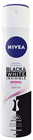 NIVEA Black & White Invisible Original Spray im 6er Pack (6 x 200 ml), Deo Fleckenpflege für Damen, zum Schutz von Haut und Kleidung