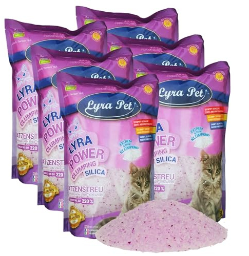 Lyra Pet® 6 x 5 L = 30 L Lyra Power Silikat klumpend Katzenstreu Klumpstreu | Clumping Silica - Stark Klumpende Katzenstreu - Neutralisiert den Geruch - Staubfrei - Nachfüllen statt Neufüllen