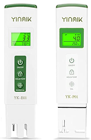 YINMIK Digitales pH EC Messgerät 4 in 1 pH TDS Leitfähigkeit Messgerät | pH EC Messgerät Grow Leitfähigkeits pH Meter für Hydrokultur Trinkwasser, Digitales TDS pH Messgerät Wasser