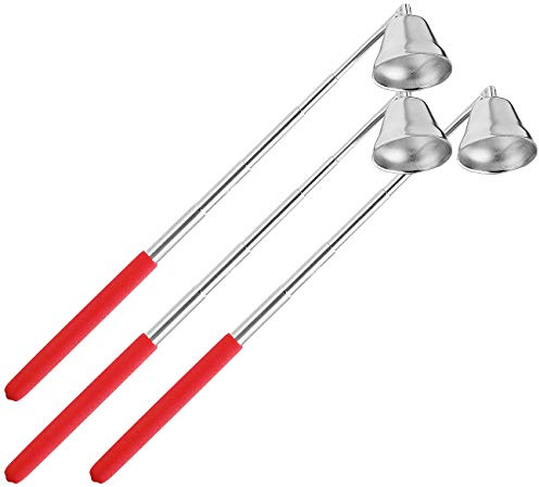Britesta Kerzen-Glocke: 3er-Set Edelstahl-Kerzenlöscher mit Teleskop-Griff bis 62 cm (Kerzen-Löschglocken, Flammenlöscher, Kerze)