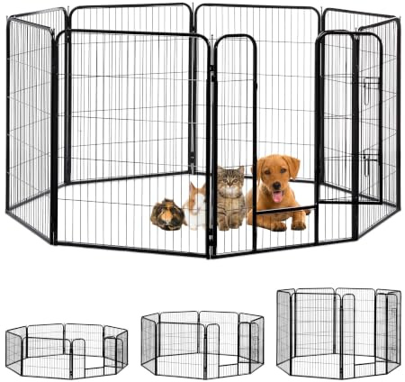 Relaxdays Welpenauslauf, kleine Hunde, Welpen, Kleintiere, für Innen, stabil, Außen, Laufstall, versch. Größen, schwarz