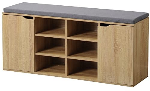 Kesper | Schuhschrank mit Sitzkissen, Material: Faserplatte, Maße: B103,5 x H48 cm x L29,5 cm, Farbe: Natur - Sonoma Eiche | 15928 13