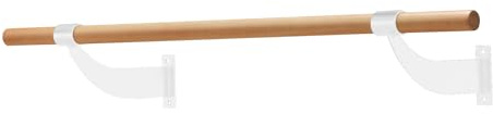 GYMAX Ballettstange, 122 cm, Wandmontage, aus Buchenholz, Fitness, Tanzstangen für Stretch, Yoga und Workout, Weiß