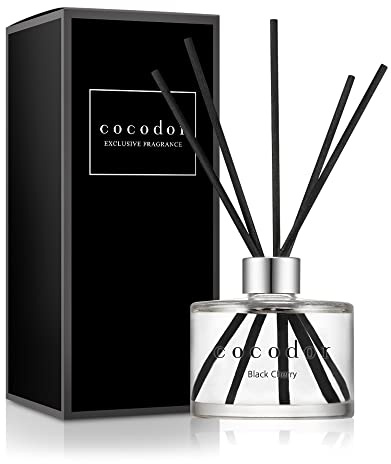 COCODOR Raumduft Reed Diffuser mit 5 Duftstäbchen 200ml - Schwarzkirsche, Natürlich, Home Duft ätherisches Öl Reed Diffusor für Badezimmer Regal Dekoration
