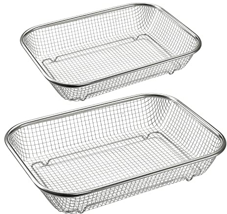 Supremery 2er Set Backofen Edelstahl Grillkorb Grillgitter Grillblech | Backkorb für fettarmes Heißluft-Garen, Backen, Grillen im Ofen oder Grill