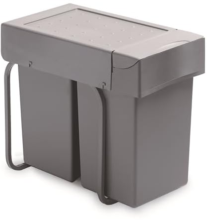 Victory Einbau-Abfallsammler Double-Man 28 Liter in Alugrau Teilauszug Küche Mülleimer
