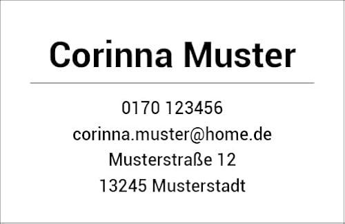 Visitenkarten personalisiert mit Ihrem Wunschtext. 85x55mm Groß Top Qualität direkt vom Hersteller D21 (25 Stück)