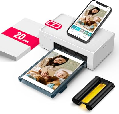 Liene Amber M200 Fotodrucker Smartphone mit Wiederaufladbarer Akku, WiFi, 10x15cm 20 Fotopapiers und 1 Patrone, 300DPI Farbsublimation Sofortbilddrucker, Handy Drucker für Reisen/Heimgebrauch